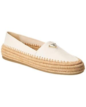 Prada Logo Leather Espadrille - White