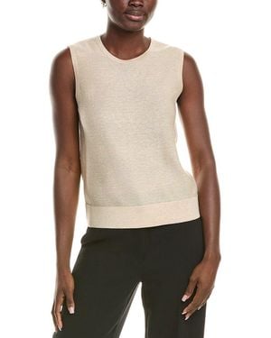 St. John Lightweight Lurex Knit Shell - Natural