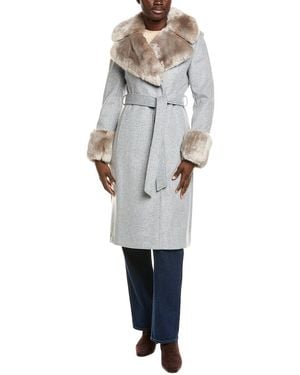 Via Spiga Belted Wool-Blend Coat - Grey