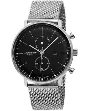 Akribos Xxiv Stainless Steel Watch - Black