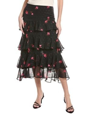 Cece Flounce Midi Skirt - Black