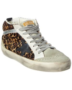 Golden Goose Mid Star Haircalf & Leather Sneaker - Metallic