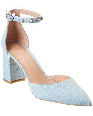 Stuart Weitzman Pearl Strap Block 75 Denim Pump - Blue
