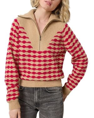 Lilla P Mixed Stitch Alpaca & Wool-Blend Half Zip Pullover - Red