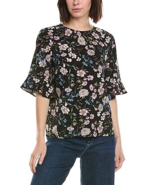 Cece Ruffle Cuff Crewneck Blouse - Black