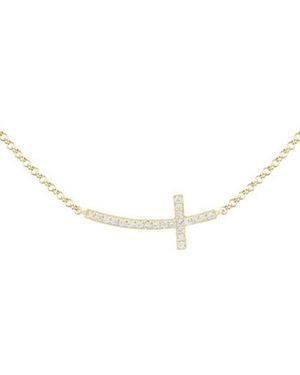 Diamond Select Cuts 14K Diamond Cross Necklace .06 Ct - Metallic