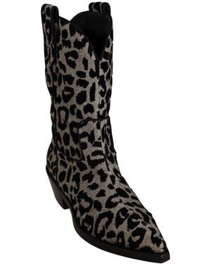 Dolce & Gabbana Leopard Cowboy Boot - Black