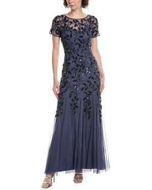 Adrianna Papell Bead & Sequin Maxi Dress - Blue