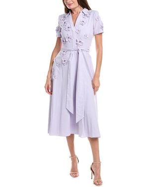 Badgley Mischka 3D Floral Midi Dress - Purple