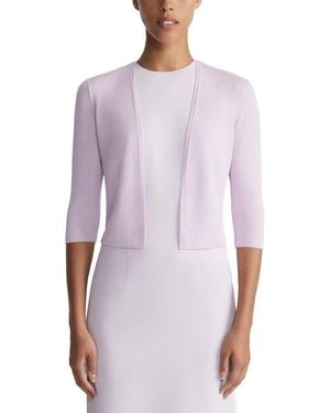 Lafayette 148 New York Cropped Open Front Silk-Blend Cardigan - Purple