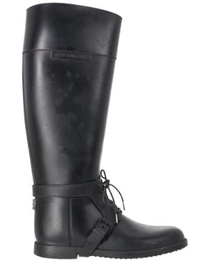 Givenchy Rubber Lace-Up Accent Knee-High Rain Boot (Authentic Pre- Loved) - Black