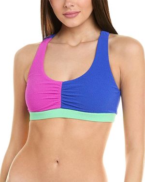 Terez Textured Sport Bikini Top - Blue