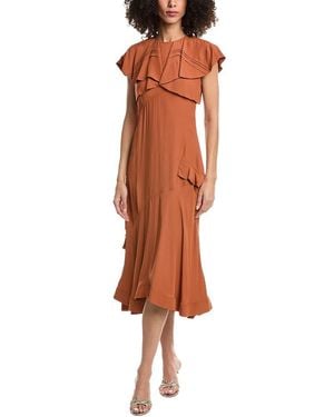 3.1 Phillip Lim Ruffle Overlay Midi Dress - Brown