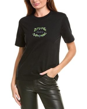 Burberry Embroidered Logo Cotton T-Shirt - Black