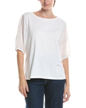NIC+ZOE Linen Sleeve Cotton T-Shirt - White