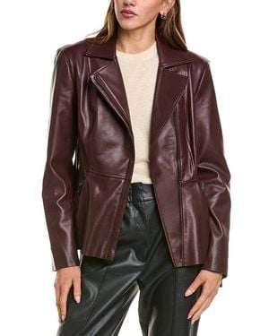 Via Spiga Peplum Moto Jacket - Brown