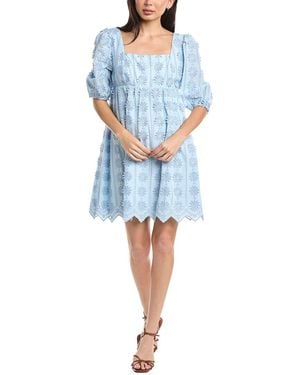 Stellah Aubrey Square Neck 3D Lace Dress - Blue