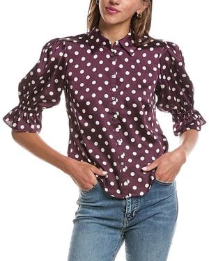 Cinq À Sept Camille Polka Dot Fiona Top - Red