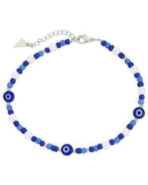 Sterling Forever Rhodium Plated 5-6Mm Pearl Sibyl Anklet - Blue