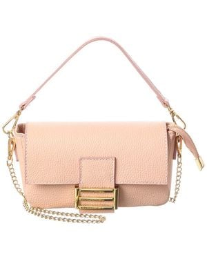 Italian Leather Shoulder Bag - Pink