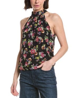 Alice + Olivia Maris Halter Neck Gathered Top - Blue