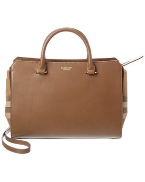 Burberry Banwell Medium Check Canvas & Leather Satchel - Brown
