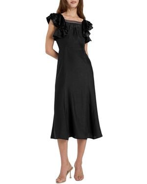 Santorelli Silk Yeda Fit & Flare Dress - Black