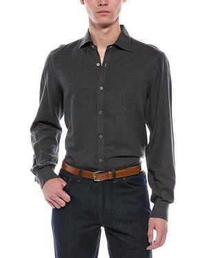 Isaia Cashmere-Blend Mix Sport Shirt - Black