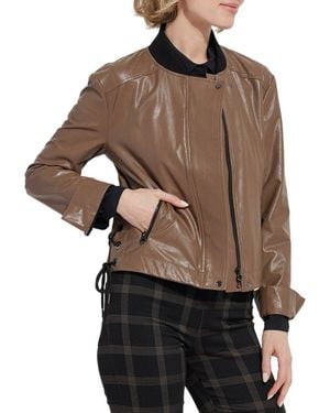 Lyssé Kellie Bomber Moto Jacket - Brown