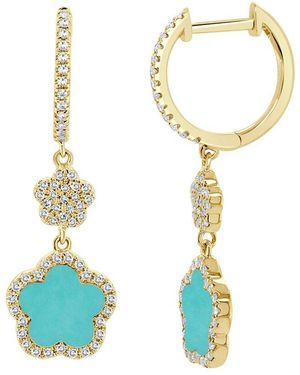 Italian Gold Sabrina Designs 14K 1.13 Ct. Tw. Diamond & Clover Studs - Blue