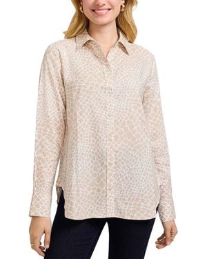 Foxcroft Meghan Giraffe Linen-Blend Shirt - Natural