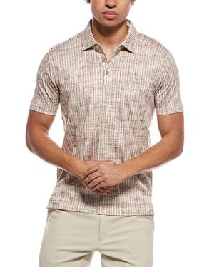RAFFI Brushed Gingham Polo Shirt - Gray