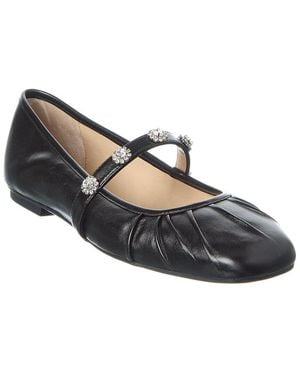 Stuart Weitzman Justina Leather Mary Jane Ballet Flat - Black