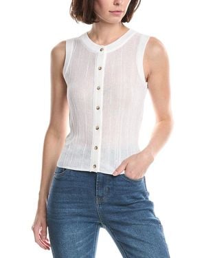 Kenneth Cole Variegated Rib Crop Blouse - White