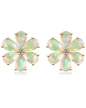 Kai Fine Jewelry 14K 2.43 Ct. Tw. Diamond & Opal Stud Earrings - Multicolour