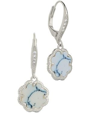 Sterling Forever Rose Petal Short Drop Earrings - White