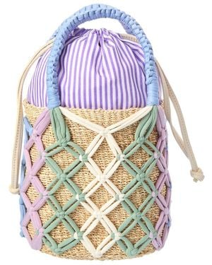 Rafe New York Michelle Straw Bucket Tote - White