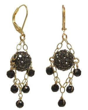 Rachel Reinhardt Jewelry 14K Over Onyx Chandelier Earrings - White