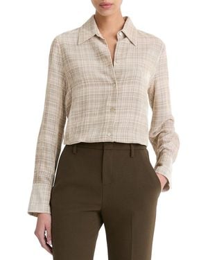 Vince Textured Plaid Button-Down Shirt - Natural