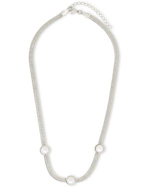 Sterling Forever Plated Cz Pamela Stationed Herringbone Necklace - White