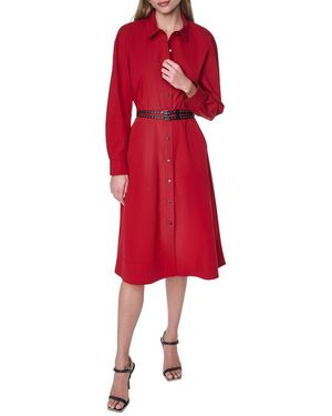 DKNY Roll Tab Button-Down Dress - Red