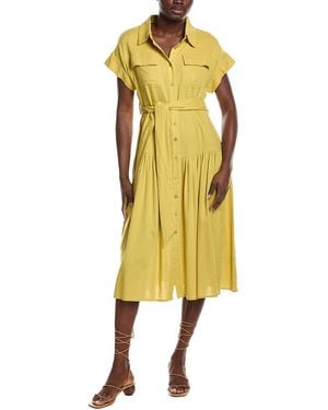 Gracia Cap Sleeve Linen-Blend Shirtdress - Yellow