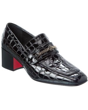Christian Louboutin Mj Moc 50 Alligator-Embossed Leather Loafer - Black