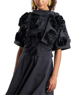 Natori Tech Taffeta 3D Embroidered Bolero - Black
