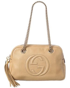 Gucci Calfskin Leather Soho Chain Bag (Authentic Pre-Loved) - Natural