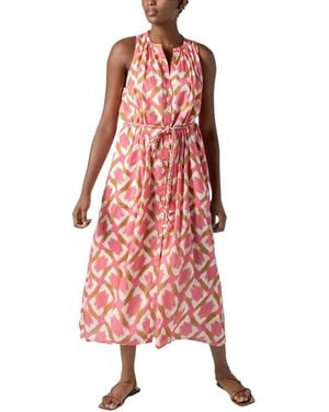 Lilla P Split Neck Belted Maxi Dress - Red
