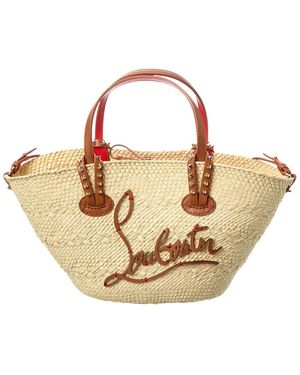 Christian Louboutin Cabata Mini Raffia & Leather Basket Tote - Metallic