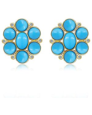Nina Zhou Jewelry 14K 8.12 Ct. Tw. Diamond & Cluster Earrings - Blue