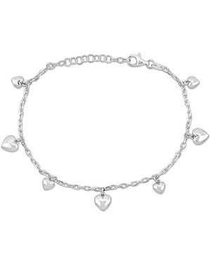 Italian Silver Heart Charm Bracelet - White