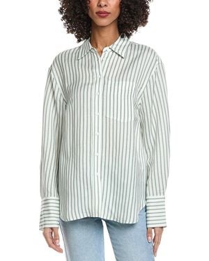 REVERIEE Linen-Blend Tisbury Button Shirt - Blue